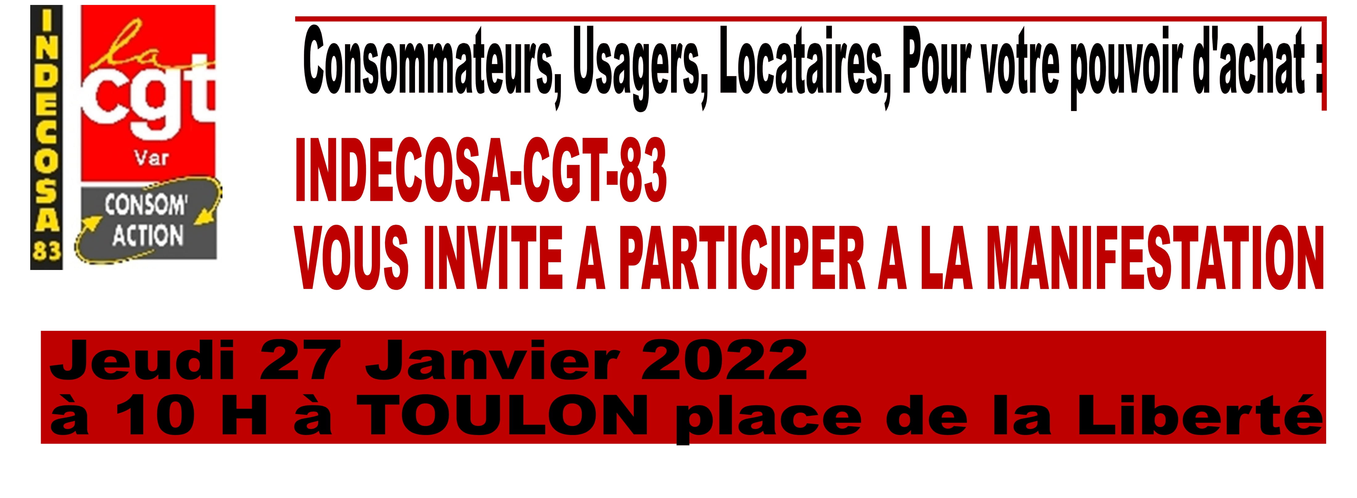 Indecosa CGT appelle à agir le 27 janvier INDECOSA CGT Var